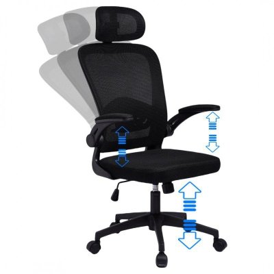 Fotel biurowy obrotowy &quot;Mistral Black&quot;, mikrosiatka do biurka KO28CZ