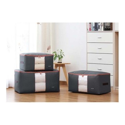 POKROWIEC Kufer NA POŚCIEL UBRANIA ORGANIZER TORBA grafitowa XL 60x40x30cm OR106GRAF