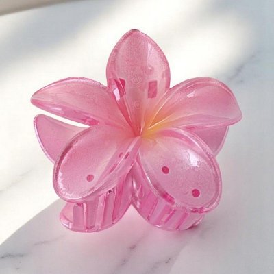 Spinka do włosów klamra XL kwiat OMBRE transparent róż 7,5 x 8cm SP397R