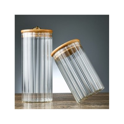 Cukiernica, pojemnik ryflowany z przykrywką bambusowa, rozm. L, 1150 ml 1szt SZK169