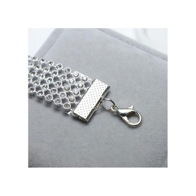 NASZYJNIK CHOKER KRYSZTAŁKI 1,6 CM SREBRNY