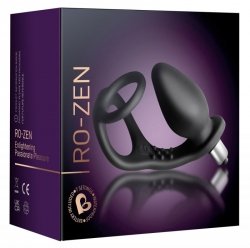 Korek analny silikonowy z wibracjami 14 cm i pierścień RO-ZEN Rocks Off