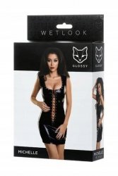 Glossy Shiny Wetlook dress with a lace MICHELLE