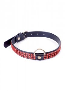 Fetish Boss Series Collar with crystals 2 cm Red Line