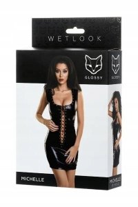 Glossy Shiny Wetlook dress with a lace MICHELLE