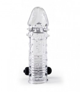 REALISTIC PENIS SHEATH S11 TRANSPARENT 15'5 CM W/ VIBRATION