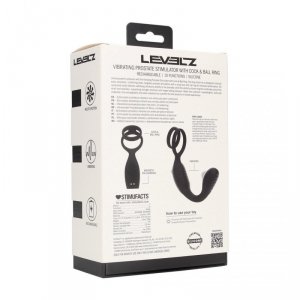 Vibrating Silicone Prostate Stimulator with Cock and Ball Ring - Black