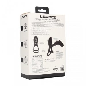 Vibrating Silicone Cock and Ball Ring with Shaft Loop - Black