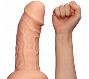 ZAKRZYWIONY PENIS WIELKIE CIĘŻKIE DILDO XXL NA PRZYSSAWCE 