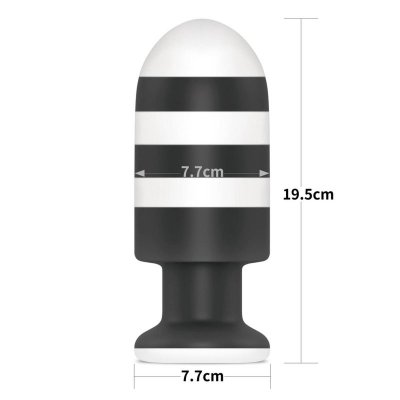 GIGANTYCZNY GRUBY KOREK ANALNY CZARNO-BIAŁY 19.5 CM