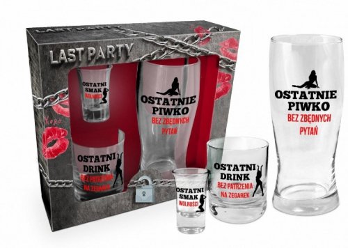 NIEZBĘDNIK KAWALERSKI - Zestaw: szklanka do piwa, szklanka do whisky, kieliszek do wódki 