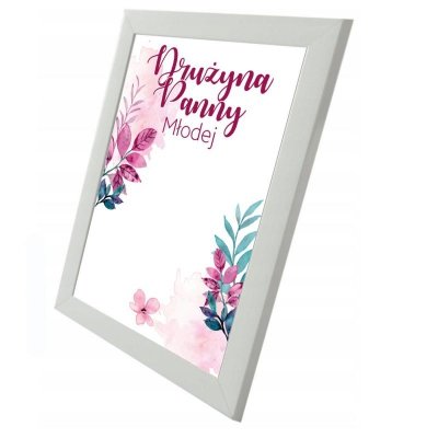 Pamiątkowy czarny plakat &quot;Buziaki na pożegnanie Panny Młodej&quot; w ramce.