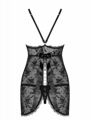 Bielizna-Behindy babydoll i stringi czarne L/XL