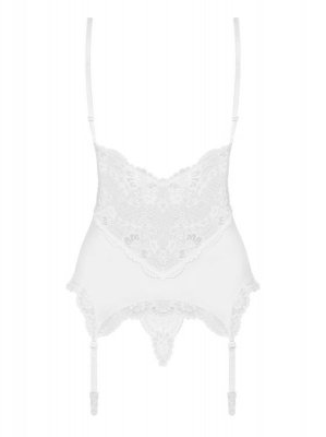 Bielizna-810-COR-2 gorset i stringi biały  S/M