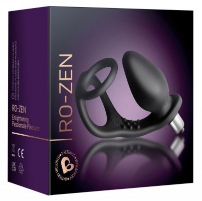 Korek analny silikonowy z wibracjami 14 cm i pierścień RO-ZEN Rocks Off