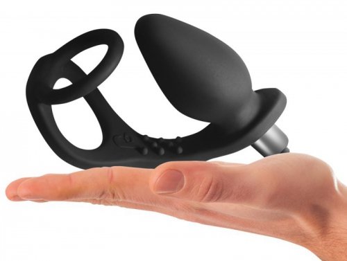 Korek analny silikonowy z wibracjami 14 cm i pierścień RO-ZEN Rocks Off