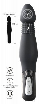 Wibrator analny silikonowy z funkcją pchnięcia 23,5 cm