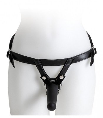HARNESS WITH BLACK DILDO SIZE L