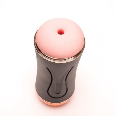 Masturbator Z Wibracją Dwustronny Wagina Anus  Cyberskóra Ładowany Usb Czarny