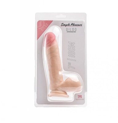 Simple Pleasure dildo z wbudowanym kręgosłupem cyberskóra kolor cielisty 20cm