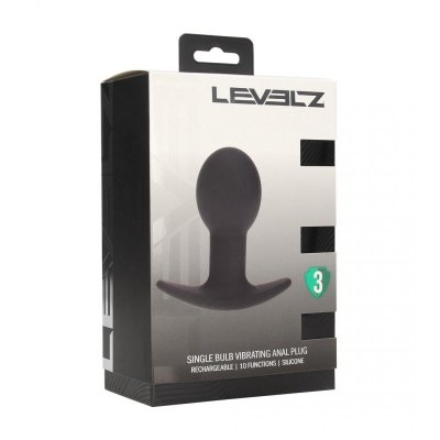 Single Bulb Vibrating Silicone Anal Plug - Black