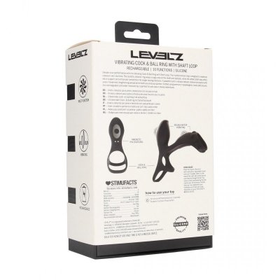 Vibrating Silicone Cock and Ball Ring with Shaft Loop - Black