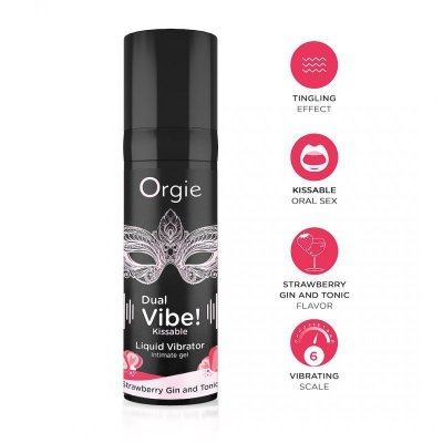 Orgie Dual Vibe! Strawberry Gin And Tonic Kissable Arousal Intimate Gel