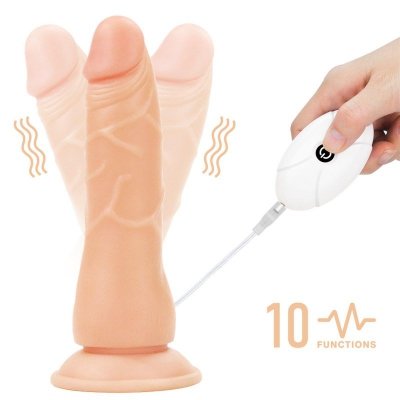 ZESTAW STAP-ON DILDO SZTUCZNY PENIS PROTEZA Z WIBRACJAMI 19 CM