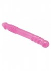 Dwustronne żelowe dildo z wypustkami prążkami 25 cm