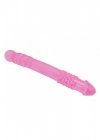 Dwustronne żelowe dildo z wypustkami prążkami 25 cm