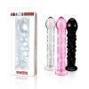 Szklane dildo z wypustkami przeźroczyste 17 cm