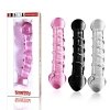 Szklane zakrzywione dildo z wypuskami przeźroczyste 17 cm
