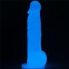 Świecący w ciemności dildo penis niebieski Lovetoy 21,5 cm