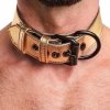 Złota sex obroża na szyję BDSM + smycz