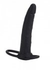 Strap-on nakładka na penisa czarne dildo analne z dwoma pierścieniami