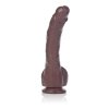 Elastyczne brązowe dildo na przyssawce penis z jądrami 21,5 cm