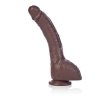 Elastyczne brązowe dildo na przyssawce penis z jądrami 21,5 cm