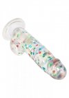 Penis dildo przeźroczysty z konfetti w środku i przyssawką 15cm