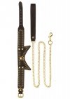 Obroża i smycz do bdsm Studded Collar and Leash Black