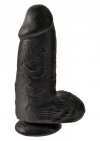 Grube czarne dildo penis z jądrami na przyssawce  23 cm