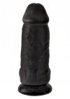 Grube czarne dildo penis z jądrami na przyssawce  23 cm