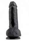 Dildo cock w/ balls black 17,8 cm