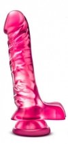 Penis dildo z jajkami na przyssawce żelowe różowe 19 cm