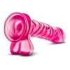 Penis dildo z jajkami na przyssawce żelowe różowe 19 cm