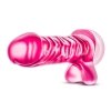Penis dildo z jajkami na przyssawce żelowe różowe 19 cm