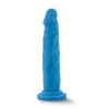 Niebieskie żylaste dildo penis na przyssawce pochwa oszaleje 19 cm