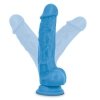 Realistyczne żylaste dildo sztuczny penis z jądrami niebieski 19 cm
