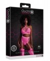 Two piece with crop top and stockings - pink - XS/XL