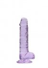 Realistyczny penis na przyssawce dildo fioletowe 18 cm