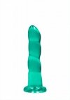 Dildo analne z wypustkami na przyssawce zielone 17,8 cm